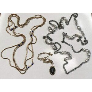 SARAH COVENTRY GOLDEN CLASSIC 1977 CAGED PEARL & CAMEO NECKLACES MCM LOT 3 EUC